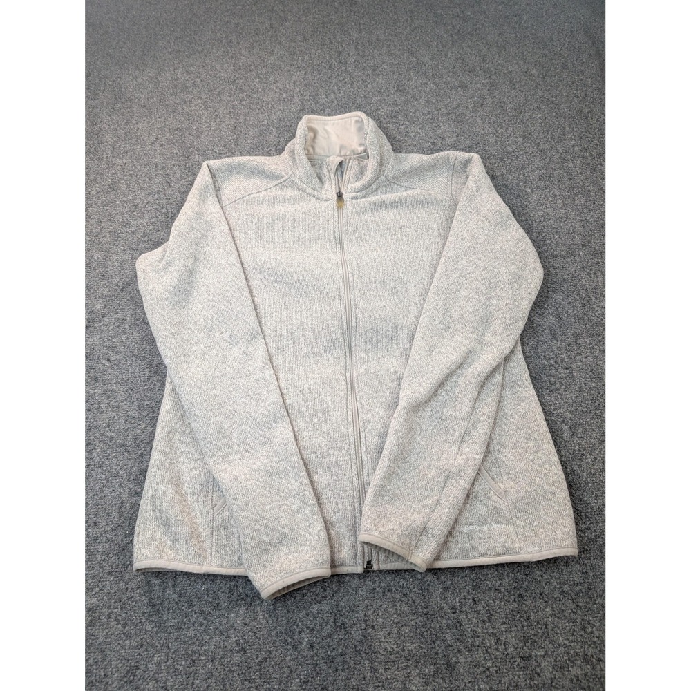 Eddie Bauer Jacket Womens L Gray Fleece Full Zip Collared Lined Pockets Casual